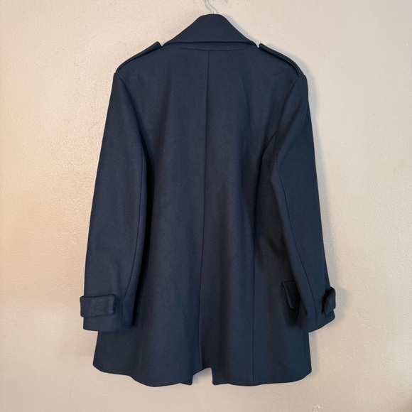 Zara Women's Navy Wool Double-Breasted Peacoat with Gold Buttons Size Large - Picture 11 of 14